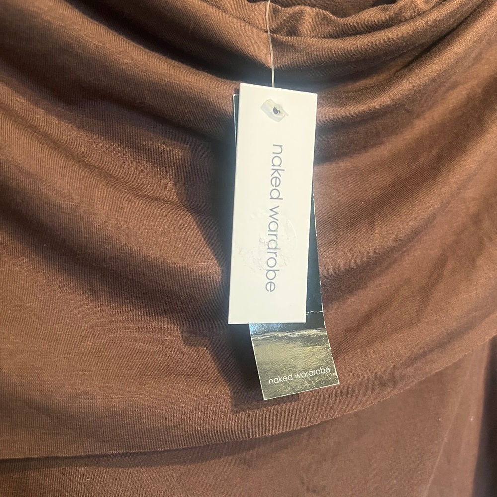 Naked Wardrobe Chocolate Off-The-Shoulder Top - Picture 6 of 7